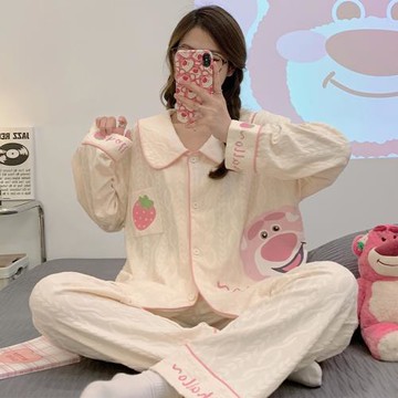 純棉長袖睡衣女2023年春秋冬季新款可愛卡通韓版可外穿家居服套裝