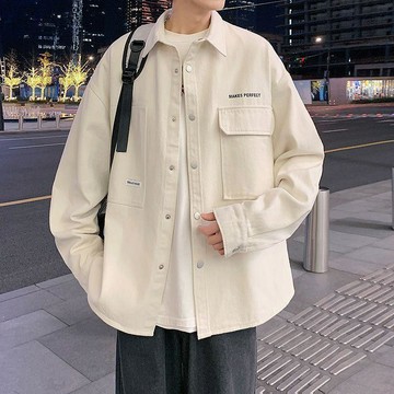 春季男士外套春秋款工裝薄款時尚港風日系潮流夾克寬鬆百搭男襯衫 高質感 韓國街頭 外套 寬鬆
