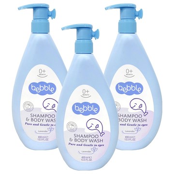 bebble 貝朵 新生兒植萃洗髮 + 沐浴露  400ml  3瓶