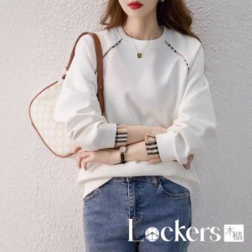 【Lockers 木櫃】秋季款寬鬆復古格紋上衣 L113100403
