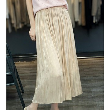 【巴黎精品】現貨+預購 頂級法式絲質長裙緞面半身裙名媛絲綢冰絲涼感天絲(抗皺百褶女裙子4色a1gj17)