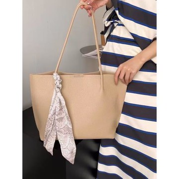 新品春款絲巾掛飾單肩腋下女包子母托特包荔枝紋休閑時尚斜挎方包