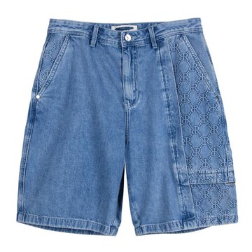 專柜價899【歐】剪標男裝夏季潮流壓花寬松牛仔短褲62250/25SH-91