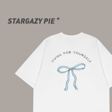 STARGAZY PIE 大蝴蝶結~美式嘻哈街頭復古潮牌短袖t恤男女寬松ins