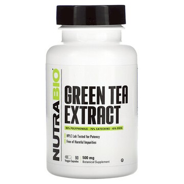 NutraBio, 綠茶提取物，500 毫克，90 粒素食膠囊