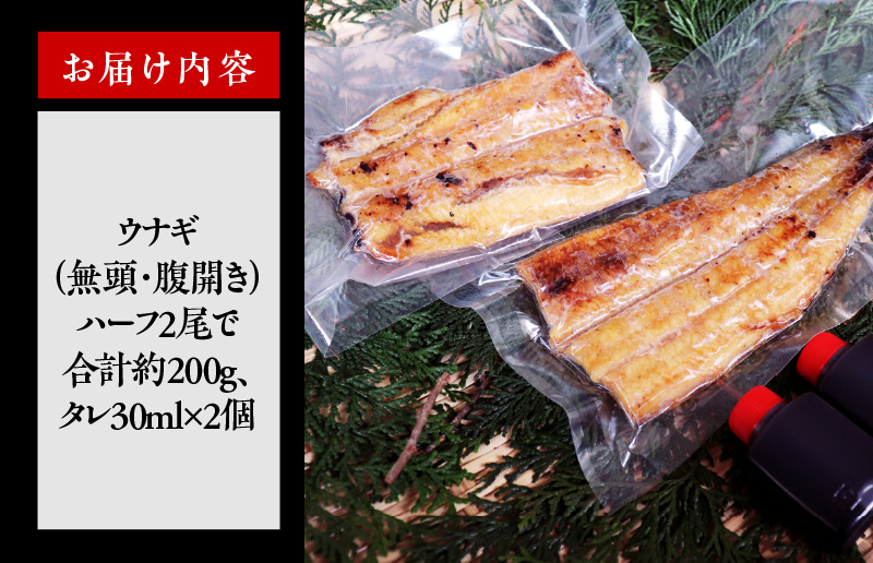 010B904 国産うなぎ ハーフカット 合計 200g 秘伝のたれ 蒲焼 訳あり 鰻 ウナギ 無頭 炭火焼き 備長炭 手焼き