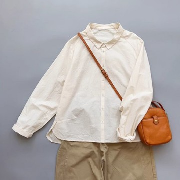 【ACheter】肌理感條紋長袖襯衫百搭極簡風純棉緹花短版上衣# 124256