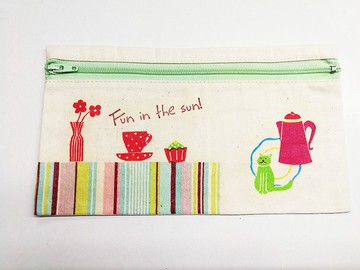 帆布筆袋 化妝包 收納袋 蝶谷巴特拼貼M10 (手作~獨一商品)