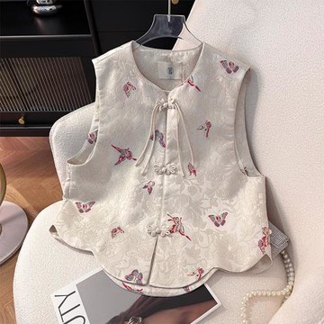 新中式上衣馬甲春秋氣質國風坎肩小背心外搭短款唐裝女裝馬夾外套