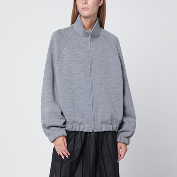 Grey wool blend zip-up sweatshirt