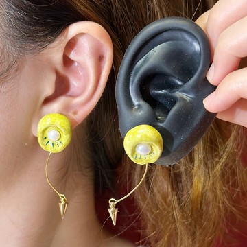 自然力 拇指花耳釘 無耳洞耳夾 原創手作粘土首飾