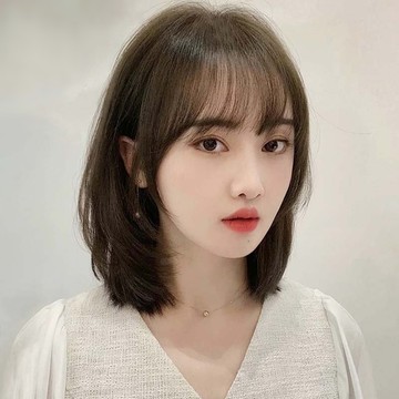 女假髮整頂真髮絲-空氣瀏海大頭皮中長直髮美髮用品2色74ah34【巴黎精品】