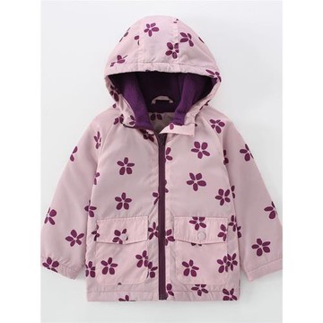 歐美風女童連帽加絨外套寶寶秋冬裝兒童薄絨沖鋒衣加厚防風服夾克