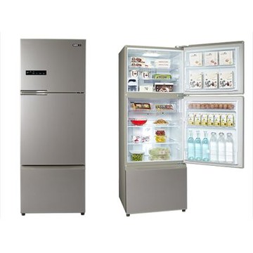 SAMPO聲寶 台灣製475L變頻三門冰箱 彩紋金 SR-C48DV(Y1)  含基本安裝+舊機回收