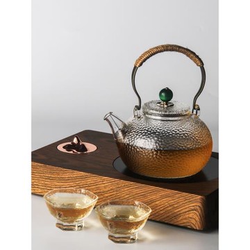 九土手工燒水玻璃壺錘紋壺過濾泡茶煮茶家用簡約電陶爐不挑壺