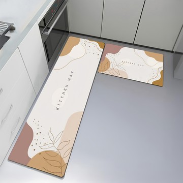 LZQ 矽藻土廚房吸水防油腳踏墊2件組  莫蘭迪F款 多色  120 × 40cm + 60 × 40cm  1組