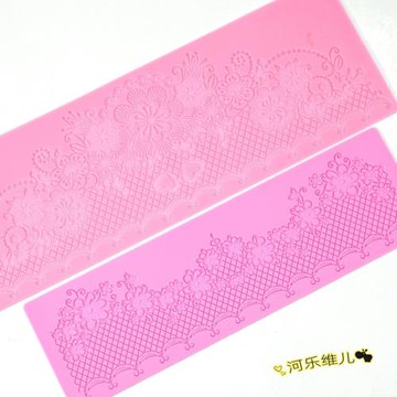 翻糖蕾絲墊  花朵皇冠鏤空長條蛋糕圍邊印花蕾絲花紋硅膠模具
