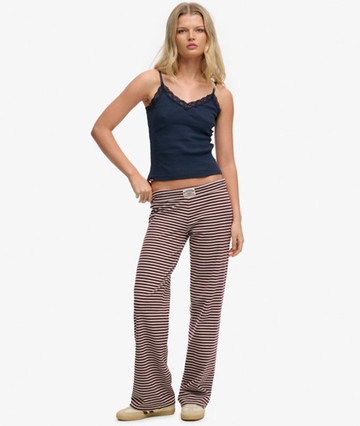 Superdry Women's Athletic Essentials Stripe Jersey Trousers Red Size: 8