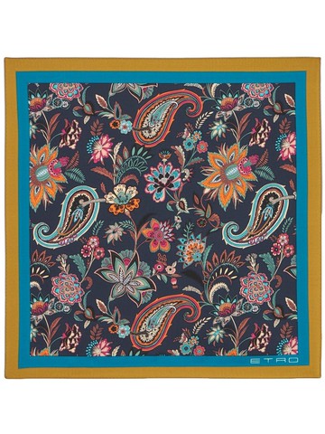 ETRO - paisley-print pocket square - men - Silk - One Size - Green