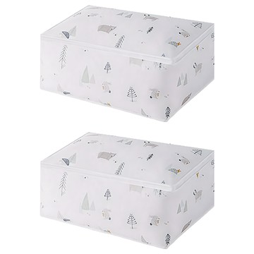 E.dot 可愛動物森林防塵衣物棉被收納袋  素雅  大 60 x 40 x 25cm  2個
