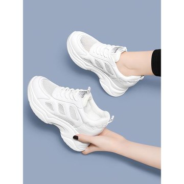 內增高老爹鞋女款2025夏季新款網面透氣厚底薄款小白運動百搭網鞋