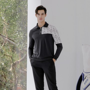 龍印花系列｜男版左拼接機能POLO衫 #P10081