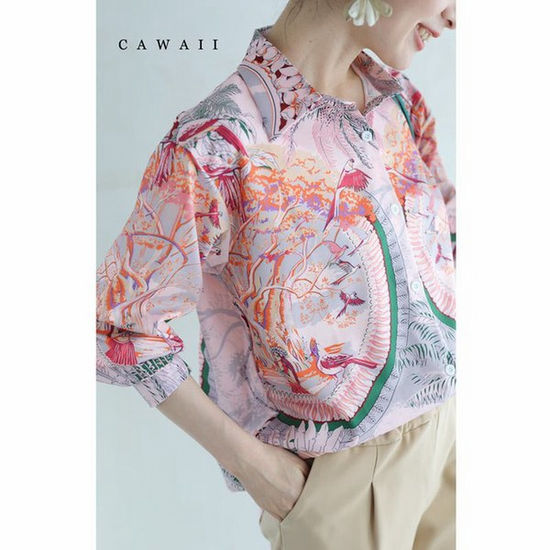 Sから2l対応 楽園の世界を描いたスカーフ柄シャツトップス 通販 Lineポイント最大0 5 Get Lineショッピング