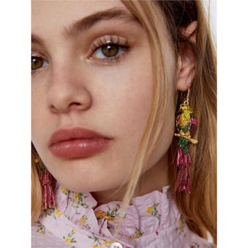 2020歐美大牌奢華新款滿鉆鸚鵡耳環設計小眾滿鉆畫油精致潮女耳環