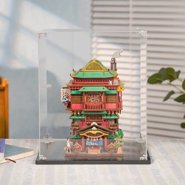 【現貨秒發】同趣拼裝diy小屋+亞克力防塵罩 湯泉物語拼裝小屋 海角咖啡館 桌面收納擺件 生日禮物 拼裝玩具擺件