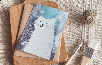 貓咪雪景明信片