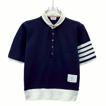 (M) thom browne質感棉質polo衫藍色短袖上衣