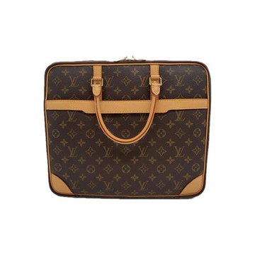 【二手精品 9.9成新】LV Monogram行李公文手拿/側背包(附背帶)(更換植鞣革) 編號L43