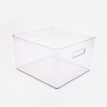 實用透明方型雙提把收納盒 33x30.8x20cm
