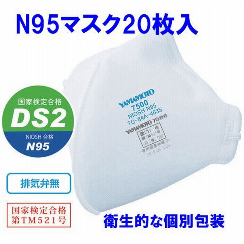 77%OFF!】 折りたたみ式 Ｎ９５マスク 7500DS2 使い捨て式防じんマスク 山本光学 ２０枚