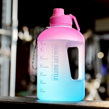 大容量運動水壺漸層磨砂2200ml 桃青色