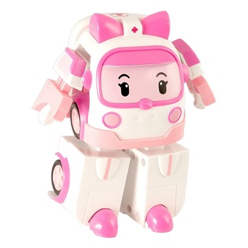 ROI TOYS 新4吋變形安寶  波力救援小英雄  LED變形系列  可愛救援車  粉色 + 白色  1個