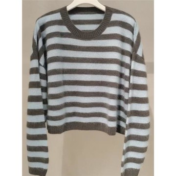 MM商場同款2024秋季新品百搭條紋寬松針織衫毛衣女上衣4F8335411