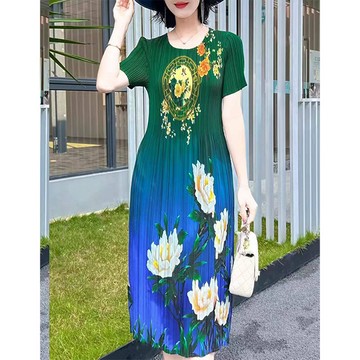 【韓國K.W.-歐美】KSBN9683三宅風氣質連身洋裝天使娃娃韓國空運(碎花/小香風/渡假/法式/通勤)