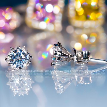 精致雪花耳釘女s925純銀鍍18k金簡約微鑲D色莫桑石小眾耳飾送禮物