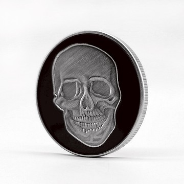 地獄之王黑魔王骷髏古銀硬幣 傳奇魔神撒旦紀念章玩具把玩擺件