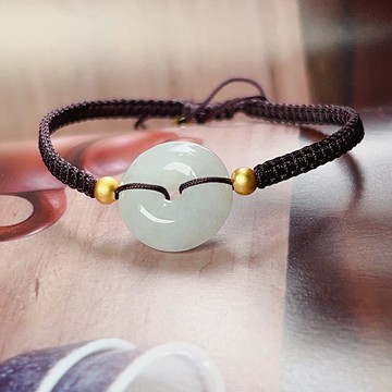 【願‧平安】冰種翡翠平安扣編織手鍊 | 天然緬甸A貨翡翠 | 送禮