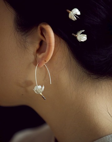 野花小清新簡約氣質925春銀花蕊花瓣耳環靈動植物花朵耳飾女禮物