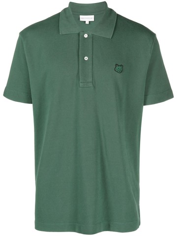 Maison Kitsuné - piqué logo-appliqué polo shirt - men - Cotton - M - Green