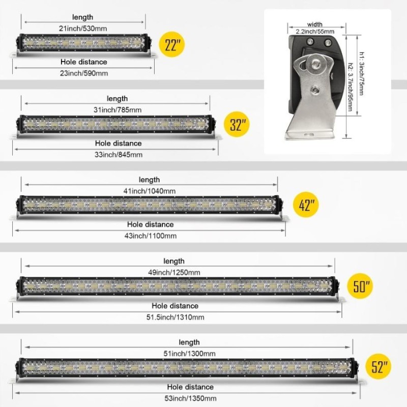 ライトバー デリカ CV系 ワークライト D5 超高輝度 3層 LED 22インチ ストレートタイプ スズキ | LINEショッピング