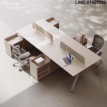 職員桌 辦公桌 員工位 財務桌 免運 開發票 辦公桌員工位多功能職員桌椅組合帶側櫃簡約鋼架2 4人位辦公室桌 支持訂製