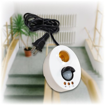 明沛紅外線人體感應燈座-電線插頭設計 即插即用-模式可調-紅外線感應 人到即亮-mp6910