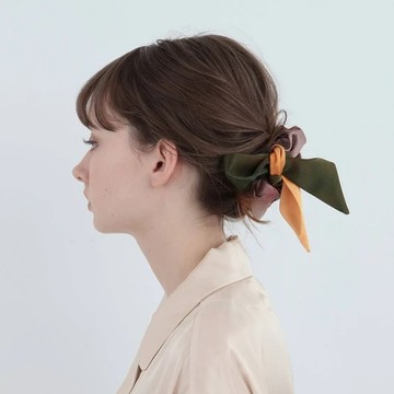 Foo Tokyo 東京限定設計款  渡假風情款 水彩紋純蠶絲髮圈 - 晚霞