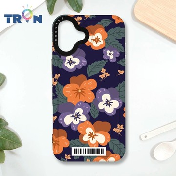 TRON IPHONE 16 PLUS 平塗手繪花朵E款 防摔 MAGSAFE 磁吸 太空載具殼 透黑 手機殼