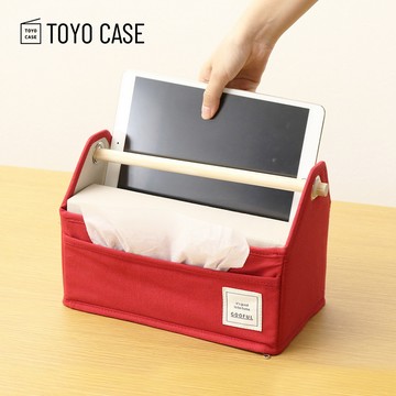 日本TOYO CASE - 木質提把多功能小物分類收納籃-熱情紅