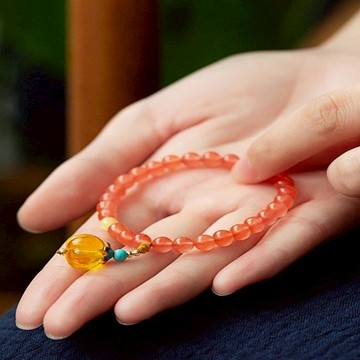 台灣現貨 招財手鍊 紅瑪瑙手鍊 平安手鍊 蜜蠟手珠 手鍊 手環 蜜蠟手鍊 手鍊串珠 手串 能量手鍊 避邪手鍊 104 B